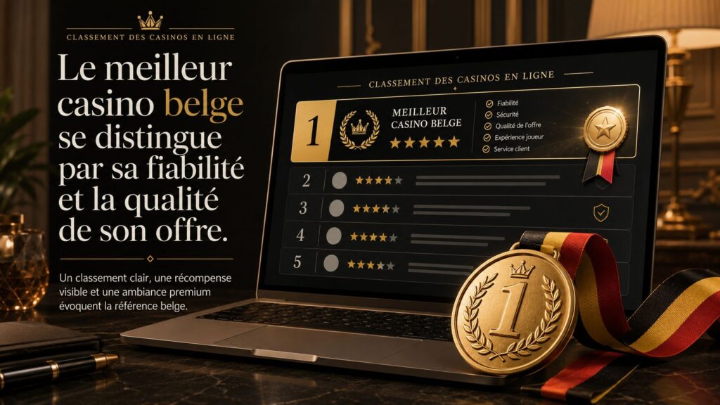 classement des meilleurs casinos belges en ligne avec étoiles et médaille d'or